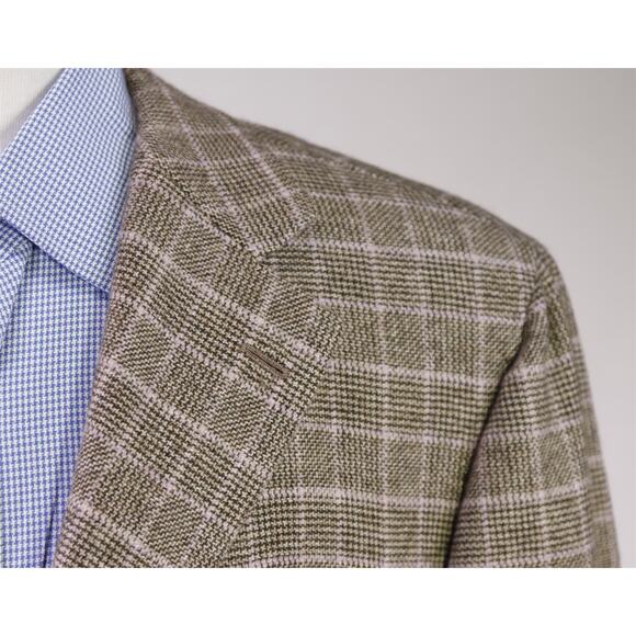 Giorgio's Palm Beach by Attolini Brown Pink Checkered 100% Cashmere Blazer 44R - Picture 4 of 10